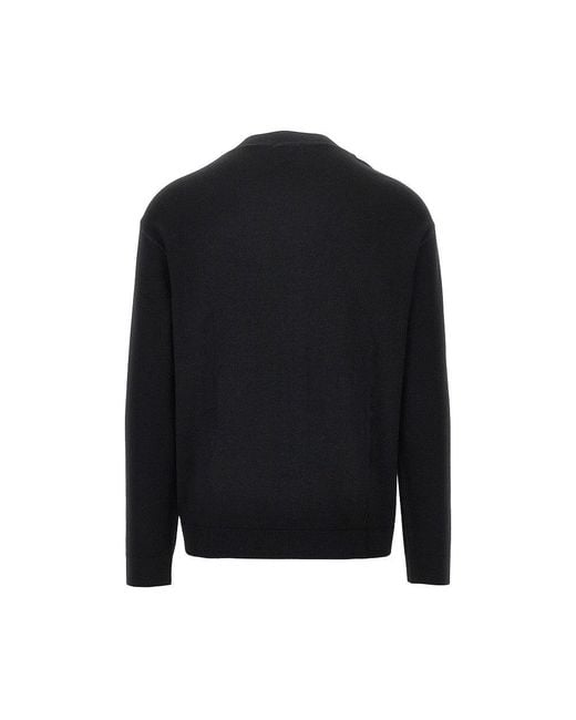 Emporio Armani Black Virgin Wool Knitting Cardigan for men