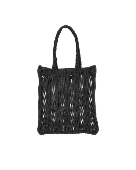 Pinko Black Medium Faux Raffia Easy Tote Bag