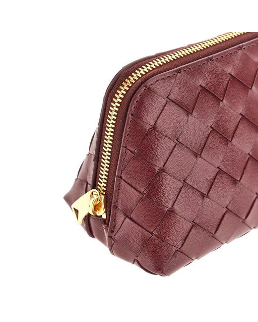 Bottega Veneta Red Intrecciato Leather Pouch