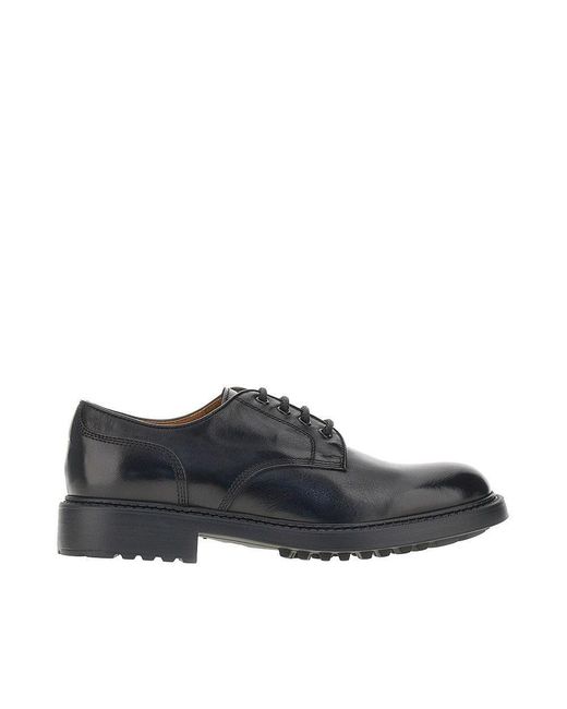 Doucal's Black Leather Laced Shoes for men