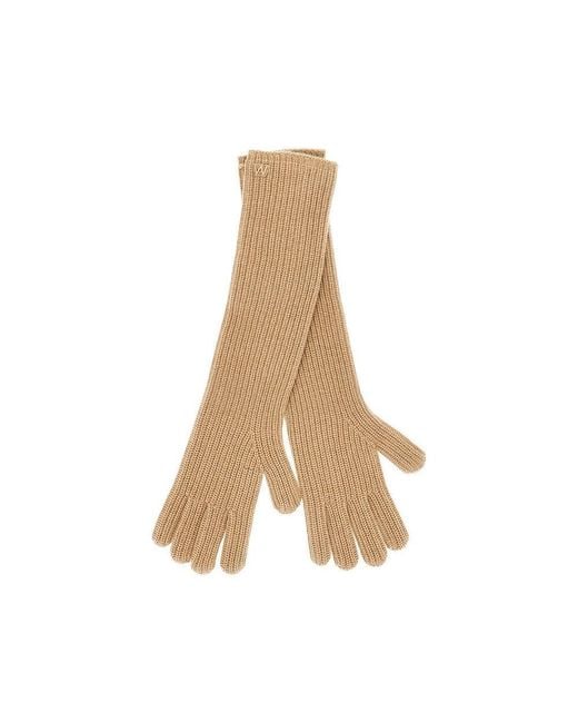 Weekend by Maxmara Natural Long Cashmere Gloves With Embroidery