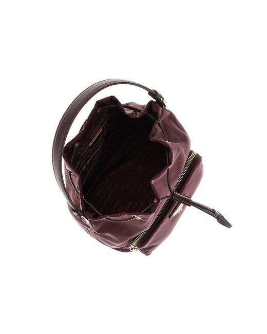 Prada Burgundy Re-Nylon Duet Bucket Bag
