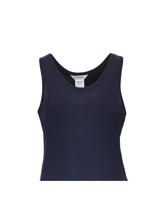 Max Mara Blue Silk Cady Top With Embroidery