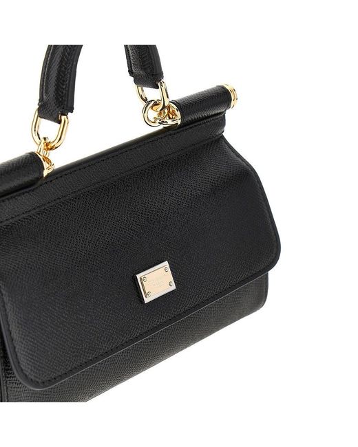 Dolce & Gabbana Black Dauphine Leather Mini 'Sicily' Bag