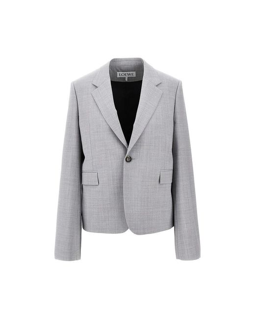 Loewe Gray Single-Breasted Jacket With Wide Sleeves