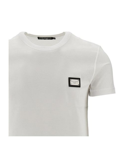 Dolce & Gabbana Gray Logo Plate T-Shirt for men