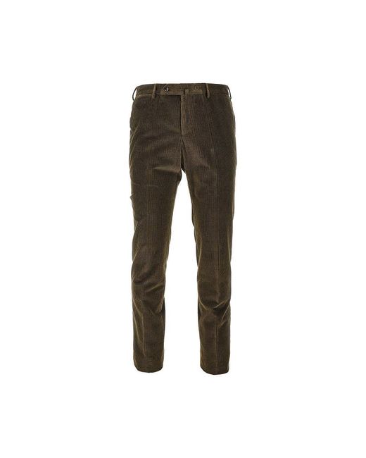 PT Torino Gray Corduroy Slim Fit Pants for men