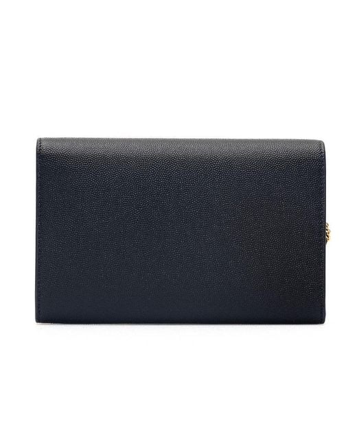Saint Laurent Blue 'Uptown' Wallet With Chain