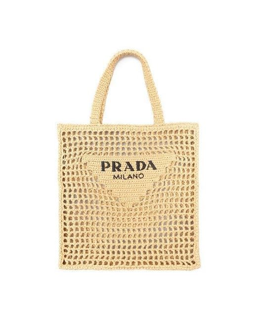 Prada Metallic Raffia Tote Bag