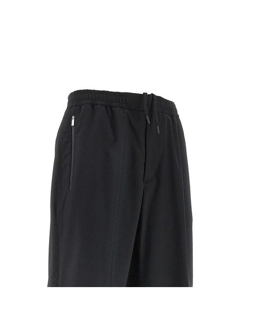 Herno Black Wool Touch Pants for men