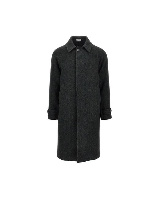 BRERAS Milano Black Virgin Wool Coat for men