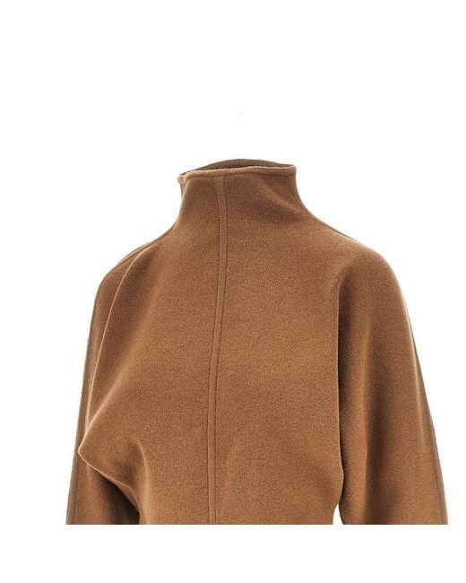 Max Mara Brown Wool And Cashmere Cropped Sweater