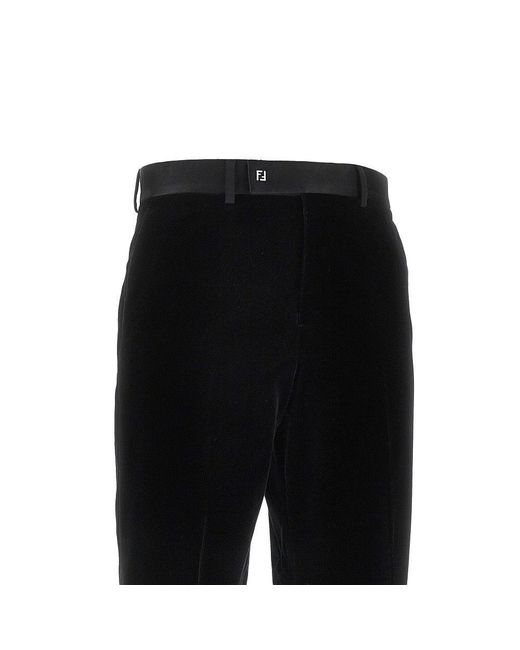 Fendi Black Velvet Tailored Pants for men