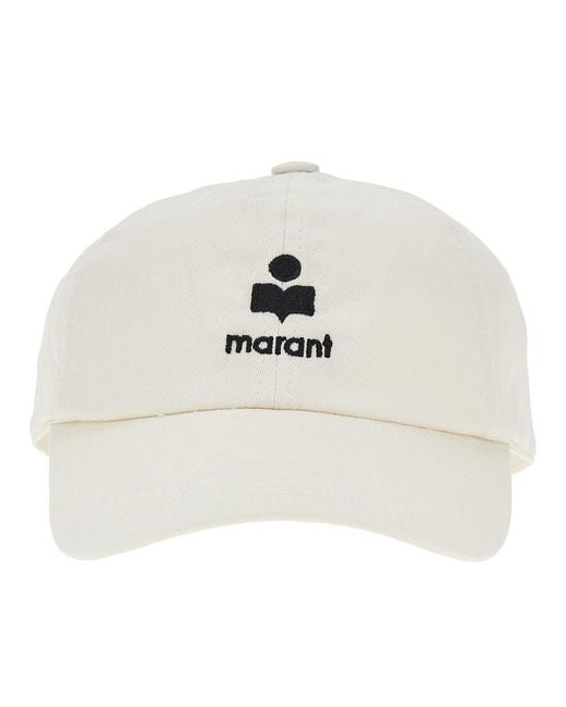 Isabel Marant White Logo Embroidery Baseball Cap
