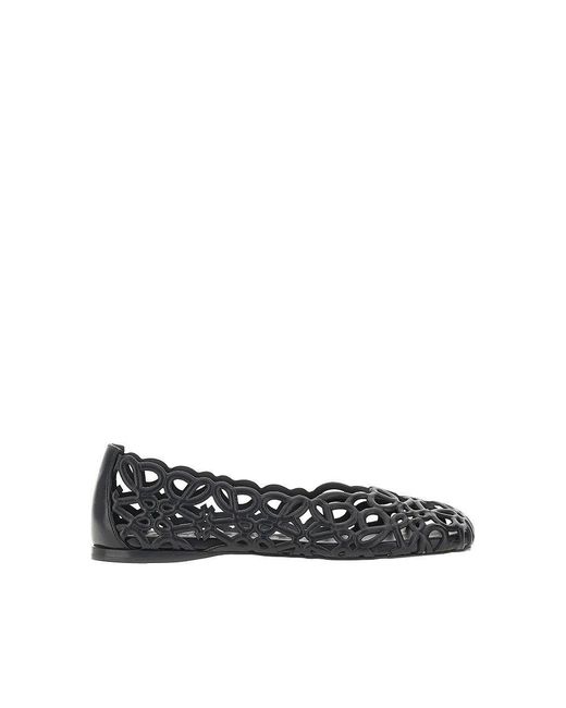 Loewe Blue 'Petal Anagram' Leather Ballet Flats