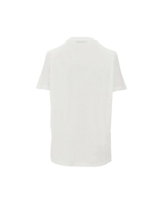 Prada White Distressed-Effect T-Shirt With Triangle Logo