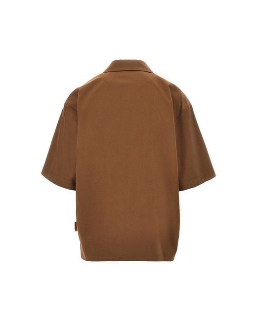 C.9.3 Brown Viscose-Blend Boxy Fit Shirt for men