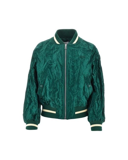 Loewe Green Creased-Effect Technical Taffetà Bomber