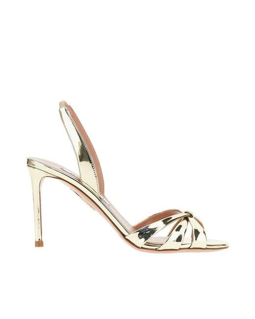 Aquazzura Metallic 'Tati' Metallized Leather Sandals