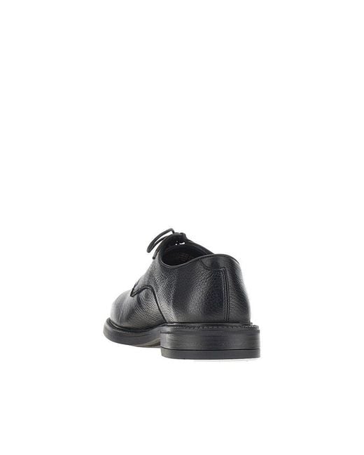 JUAN LACARCEL BY CALCE Black Grained Leather Lace-Up Shoes for men