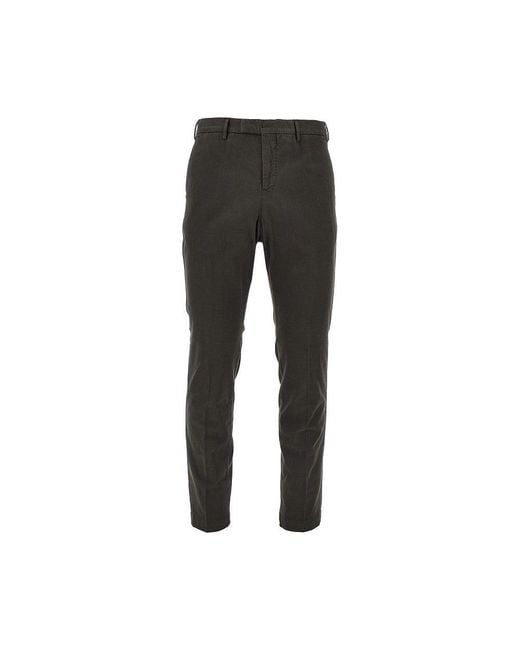 PT Torino Black Stretch Gabardine Master Fit Pants for men