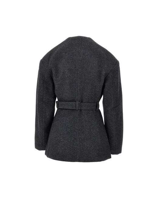 Ganni Black Wool-Blend Jacket With Belt