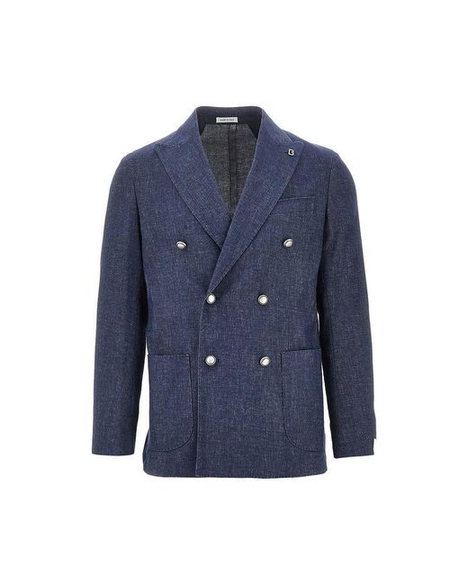 BRERAS Milano Men's Blue 'Firenze' Denim Double-Breasted Jacket