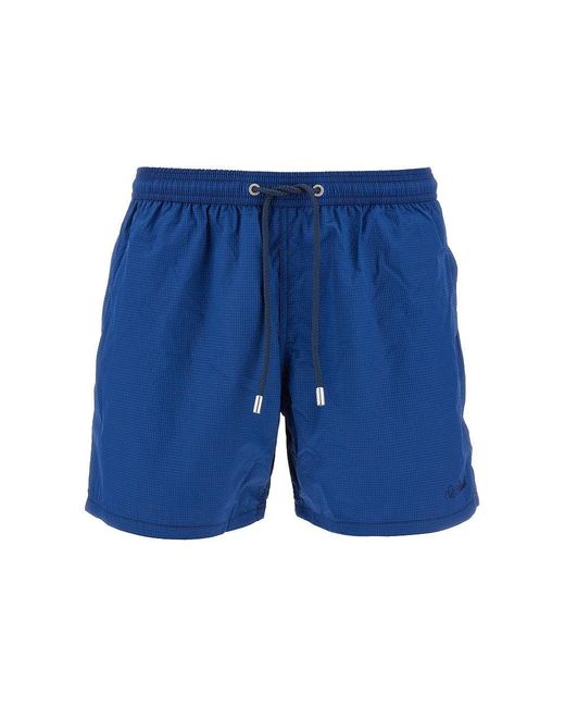 Mc2 Saint Barth Blue Seersucker Swim Shorts for men