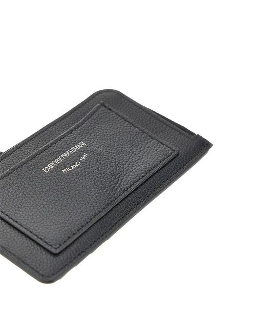 Emporio Armani Black Leather Cardholder Pouch
