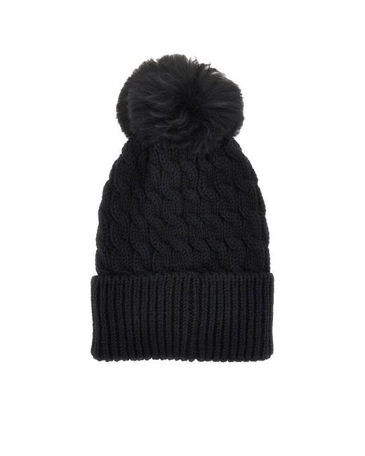 Moncler Black Wool Beanie Hat With Pompom