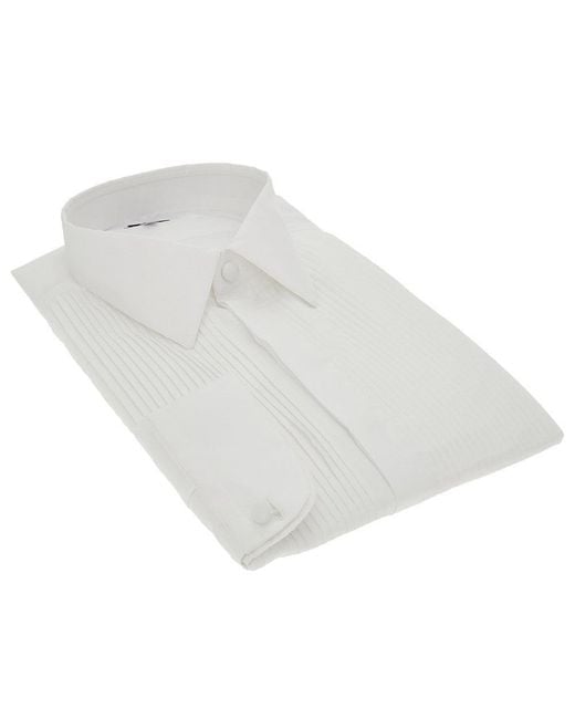 Caruso White Cotton Tuxedo Shirt for men