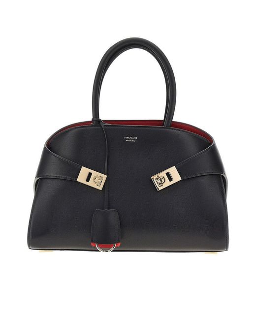 Ferragamo Black Leather Medium 'Hug' Bag