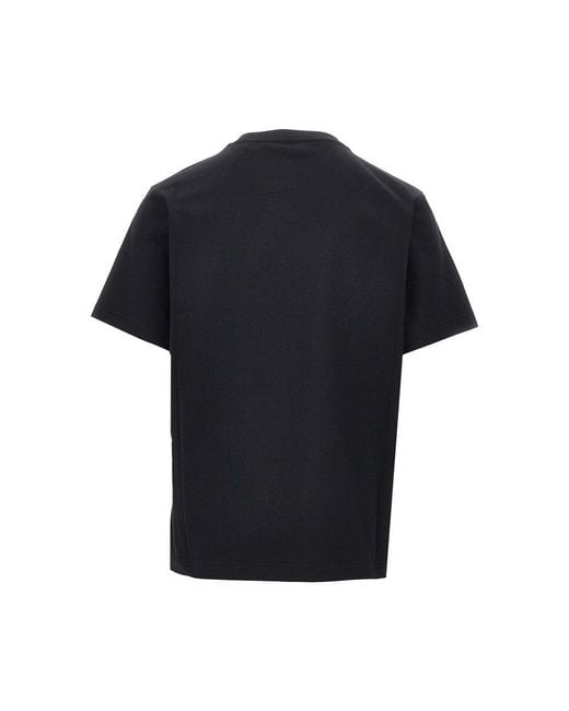 Burberry Black Flocked Ekd Motif T-Shirt for men