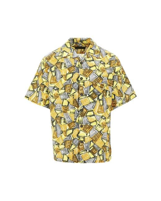 Prada Yellow Printed Batista Shirt for men