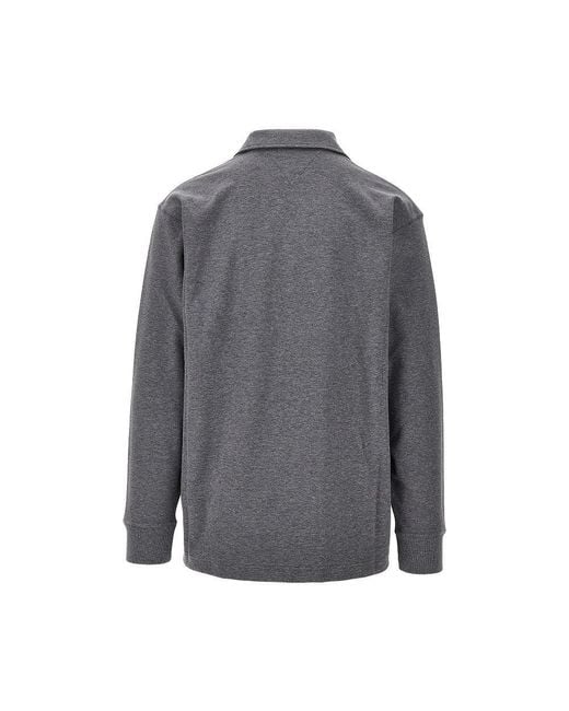 Bottega Veneta Gray Double Jersey Polo With Intrecciato Pocket for men