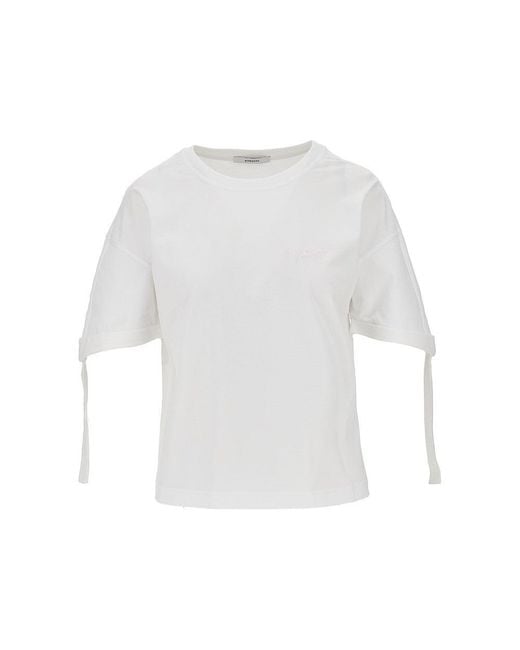 Givenchy White Jersey T-Shirt With Logo Embroidery