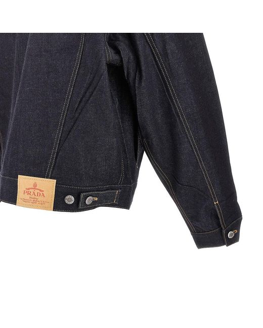 Prada Black Suede Leather And Denim Blouson for men