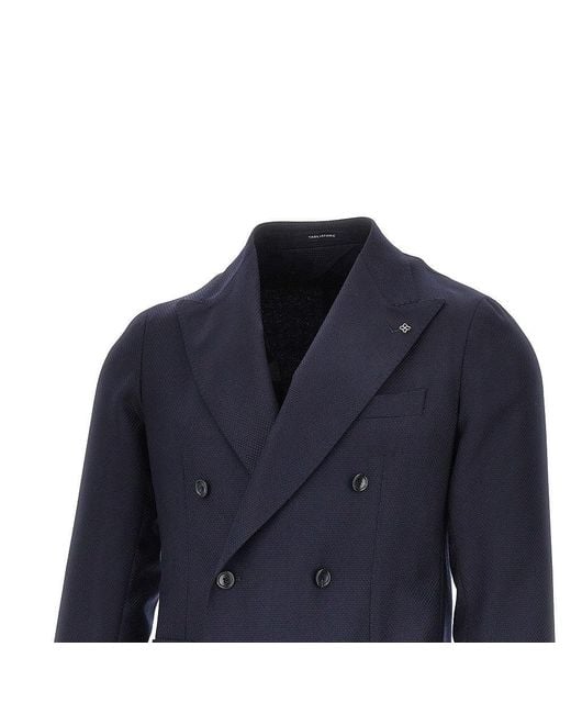 Tagliatore Blue Virgin Wool Double-Breasted Jacket for men