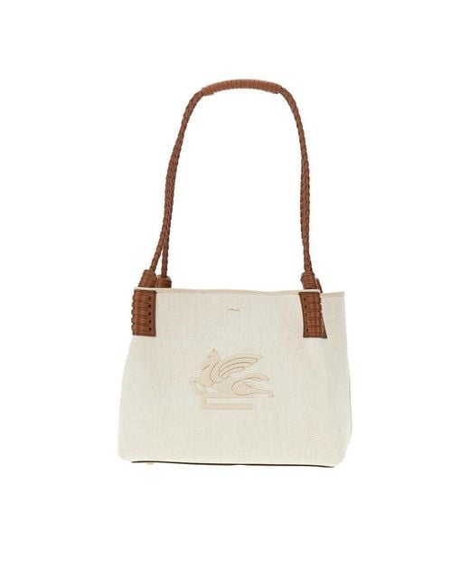 Etro Natural Canvas Small 'Libra' Shopping Bag