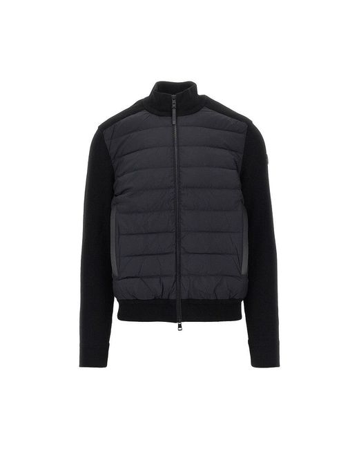 Moncler Black Nylon And Wool-Blend Cardigan for men