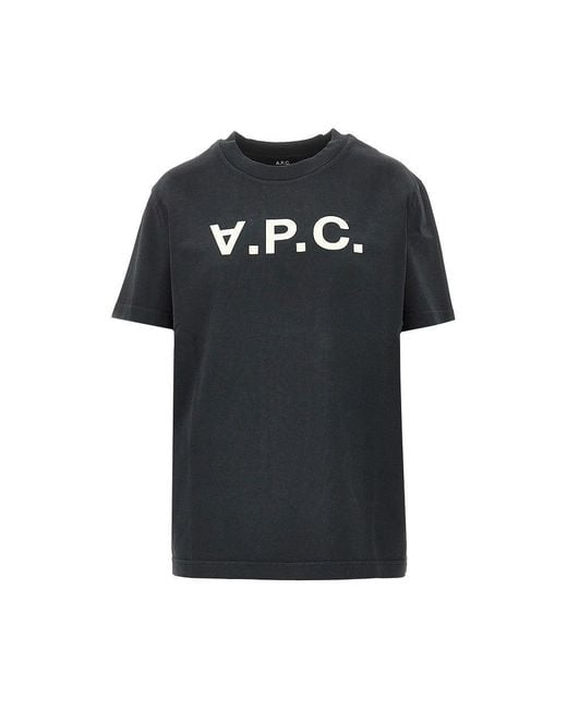 A.P.C. Black A. P.C. Flocked Logo T-Shirt