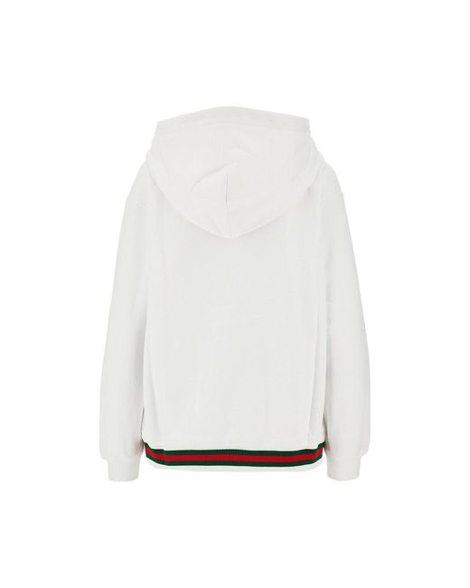 Gucci White Full-Zip Hoodie With Web Detail