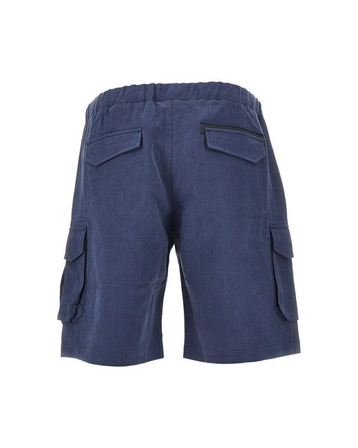 Sease Blue Linen Cargo Shorts With Belt for men