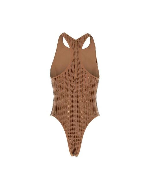VENUJA Brown Crystal-Embellished Swimsuit