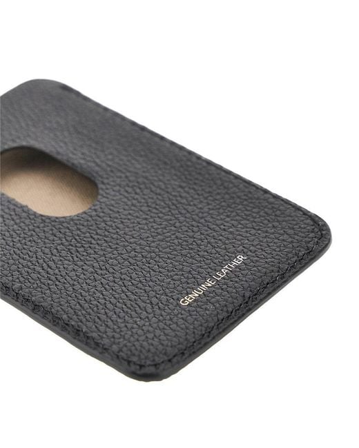 Emporio Armani Black Grained Leather Magnetic Card Holder