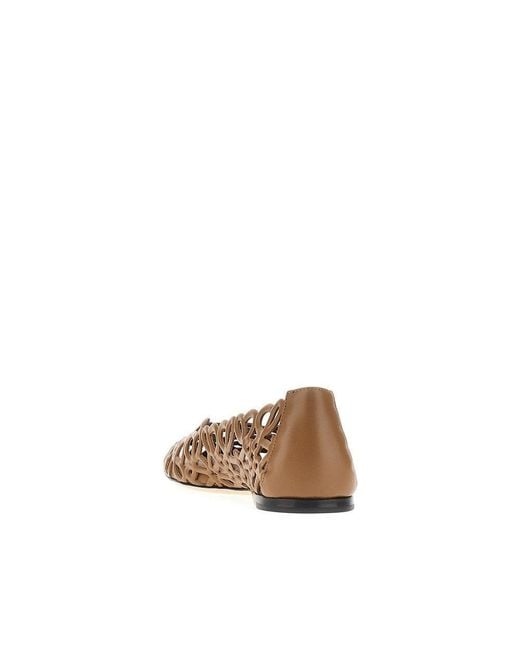 Loewe Brown 'Petal Anagram' Leather Ballet Flats