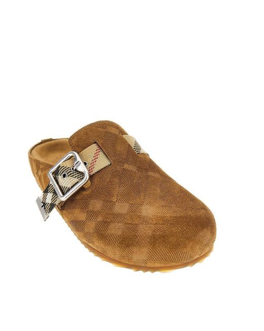 Burberry Brown Check Suede Leather 'Urchin' Clogs