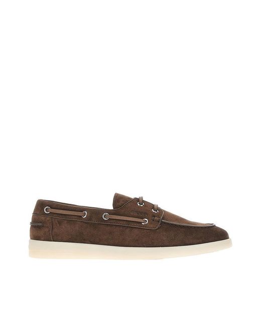 Prada Brown Suede Leather Boat Shoes for men