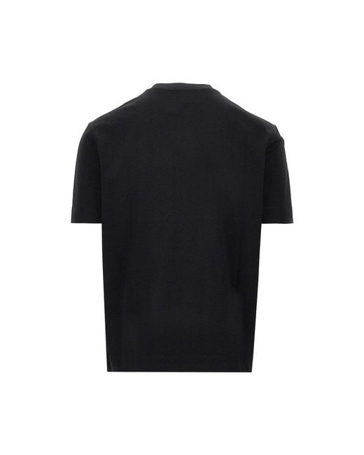 Emporio Armani Black Jersey T-Shirt With Embossed Logo for men
