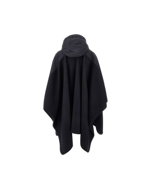 Moncler Blue Wool-Blend Cape With Nylon Details